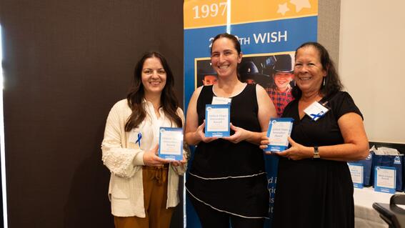 Left to right: Volunteers Olga Mukha, Theresa Halloran, and Cheri Handley were awarded the South Bay Unlock Hope Innovation Award.