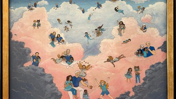 Katina's art piece where she painted wish kids, staff, and volunteers
