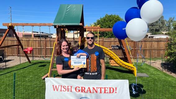 November of the month Amy Wilson with her son Jaxon on his Wish Day