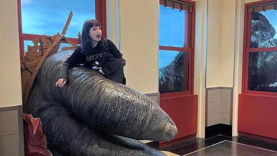 Roux at a King Kong display in New York