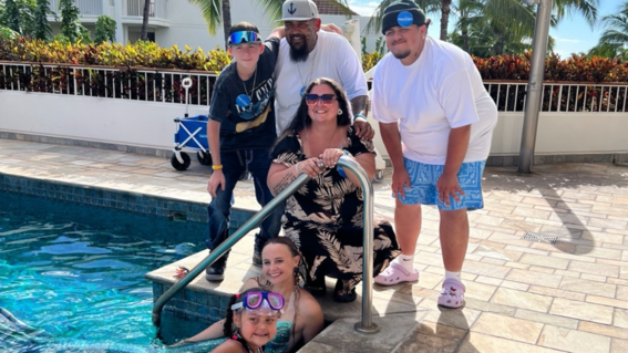 Hazel with Family at pool