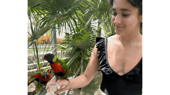 Bria feeding a bird