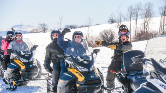 Ford and his family snow mobiling