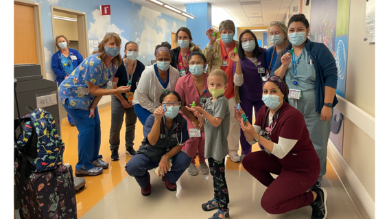 Wish kid Eero with his medical team at Kaiser Permanente Oakland.  