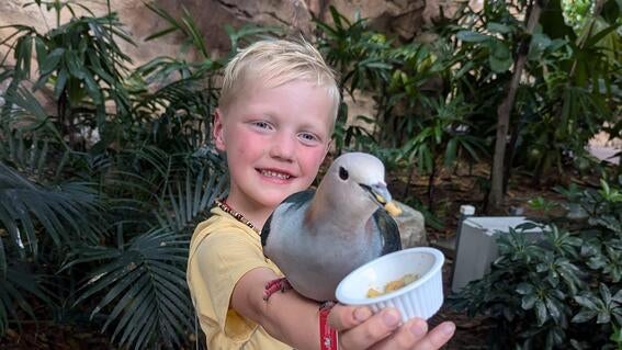 aiden with bird
