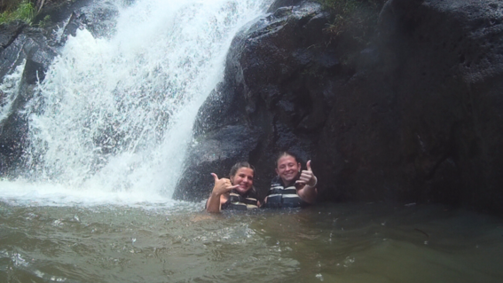 Reagan in waterfall