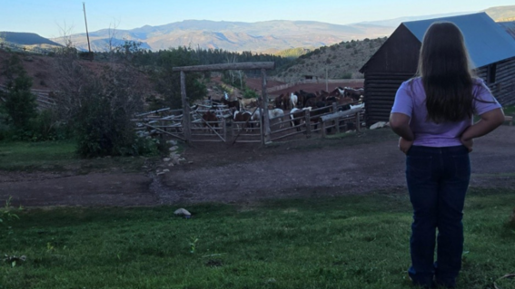 Olivia at sunset on the dude ranch