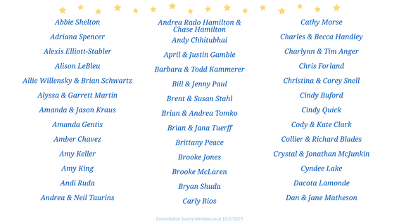 Constellation Society Members as of 10/1/2025