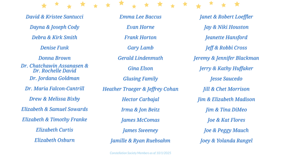Constellation Society Members as of 10/1/2025