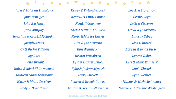 Constellation Society Members as of 10/1/2025