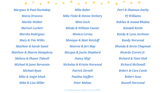Constellation Society Members as of 10/1/2025
