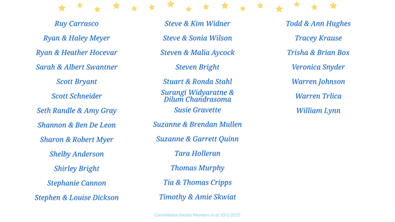 Constellation Society Members as of 10/1/2025