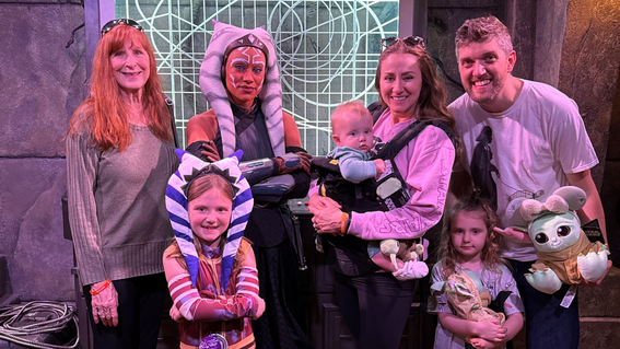 Graysen and her family with Ahsoka