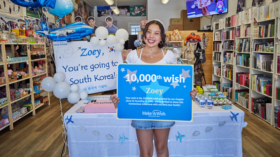 Zoey epic wish reveal at Confetti K-Pop, a music and collectibles shop in San Leandro that had personal meaning for her.