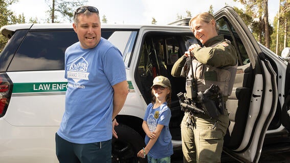 Ranger Sammy playfully arrests dad