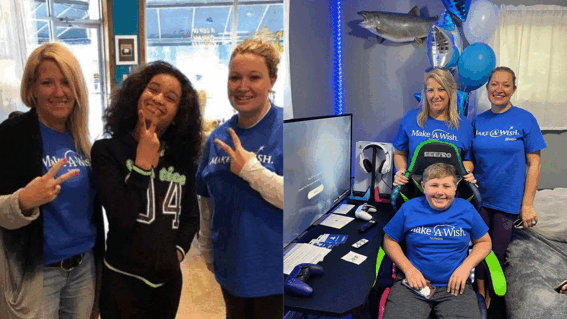 Beth smiling with other volunteers and wish kids