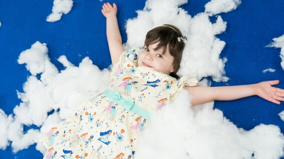 Girl playing in snow