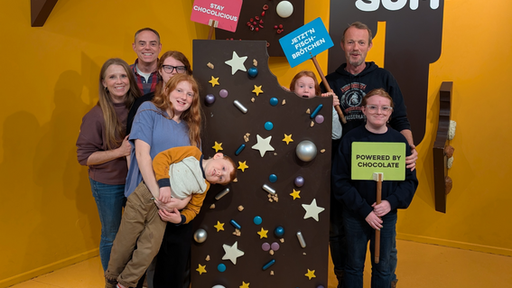 Scarlet's family at chocolate factory in Germany