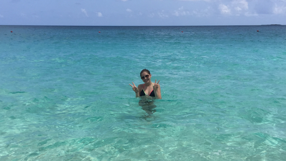 Isabella in the ocean, during her wish trip in 2016.