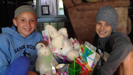 Isabella and her best friend during her treatment