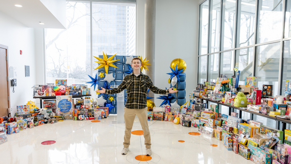 Jack at hospital delivering gifts
