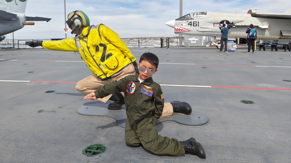 Ringo explores the USS Midway Museum in San Deigo.