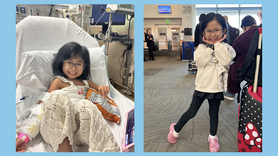 Wish kid Bella during treatment; on her way to Aulani. 