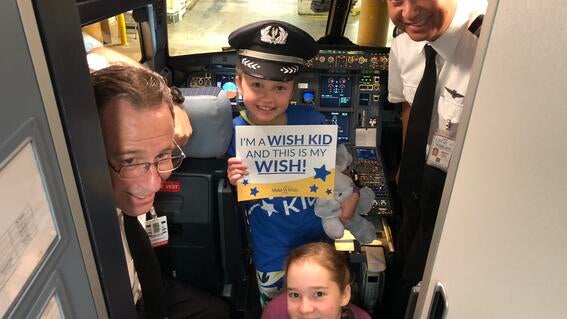 Sylvi at the airport sendoff