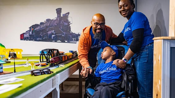 Jackson and Family in Train Room
