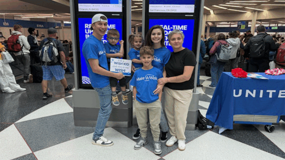 Max and his family at the airport