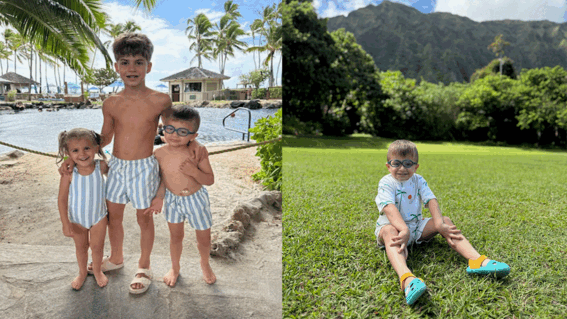 Max and his siblings at the pool