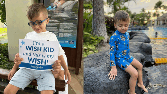 Max holding his wish sign
