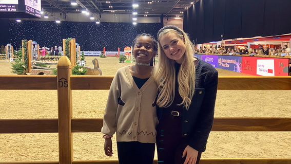 Suriha meets her hero, This Esme, at the London International Horse Show 