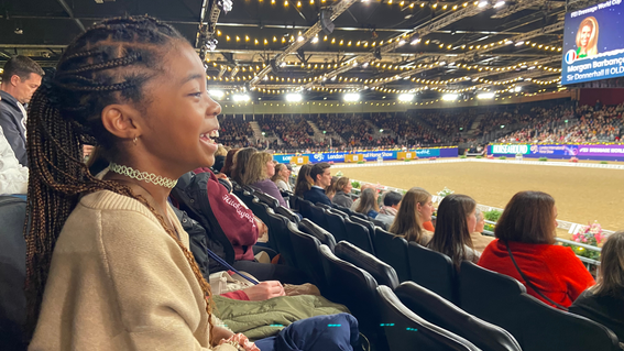 Suriha on her wish trip at the London International Horse Show