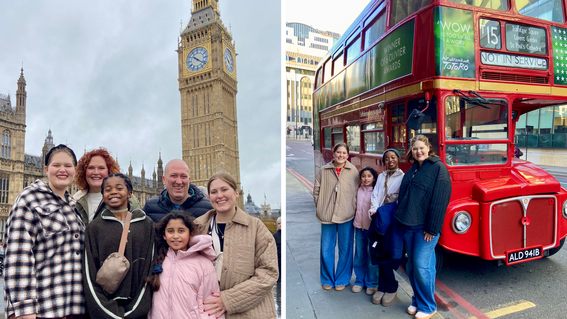 Suriha and her family on their wish trip to London