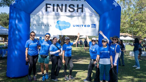 Team United Airlines at the finish line of Walk for Wishes