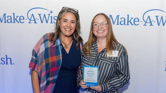 Make-A-Wish Greater Bay Area's Ashley Johnson on the left with Medical Champion Award winner Chelsea Tuomi on the right 