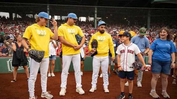 Matthew with Red Sox players