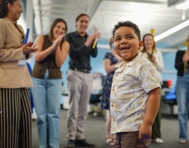 Julian smiling at his wish reveal