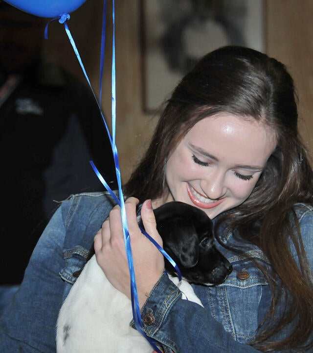 Lauren with new puppy
