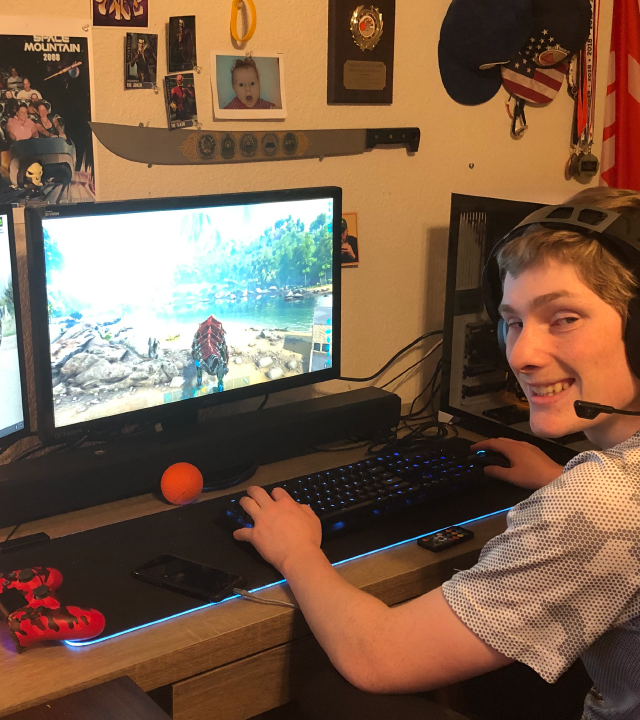 andrew with his new computer