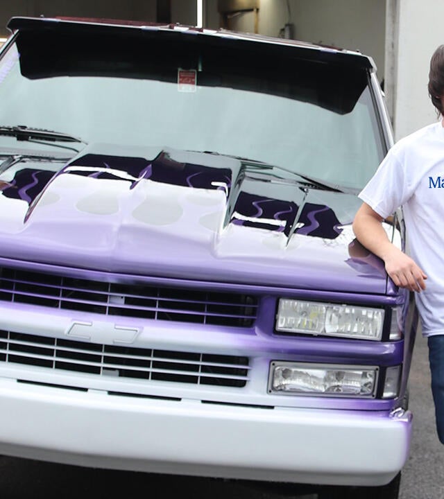 Matthew with his newly restored ride.
