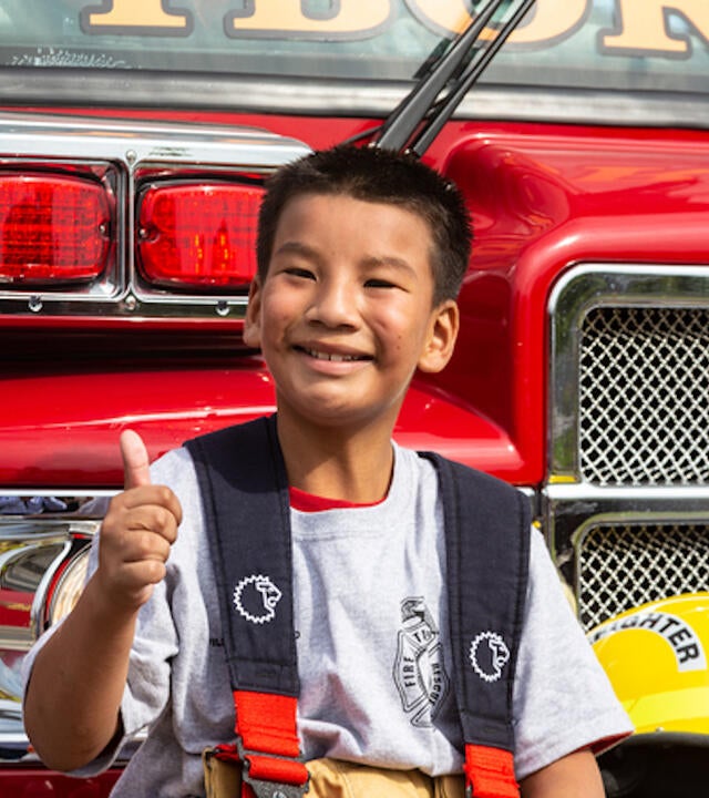 Samuel the firefighter after a successful wish!