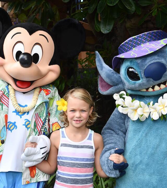 Wish kid Arden with Mickey and Stitch
