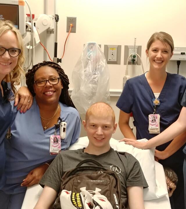Zac with his nurses at Banner Cardon Children's Medical Center