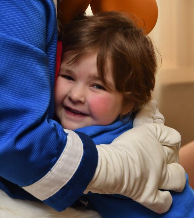 Sasha hugging Donald Duck