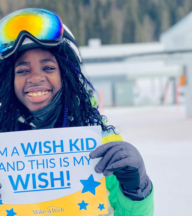 Nyaodi loves to ski and bringing her family on her wish adventure made it even better!