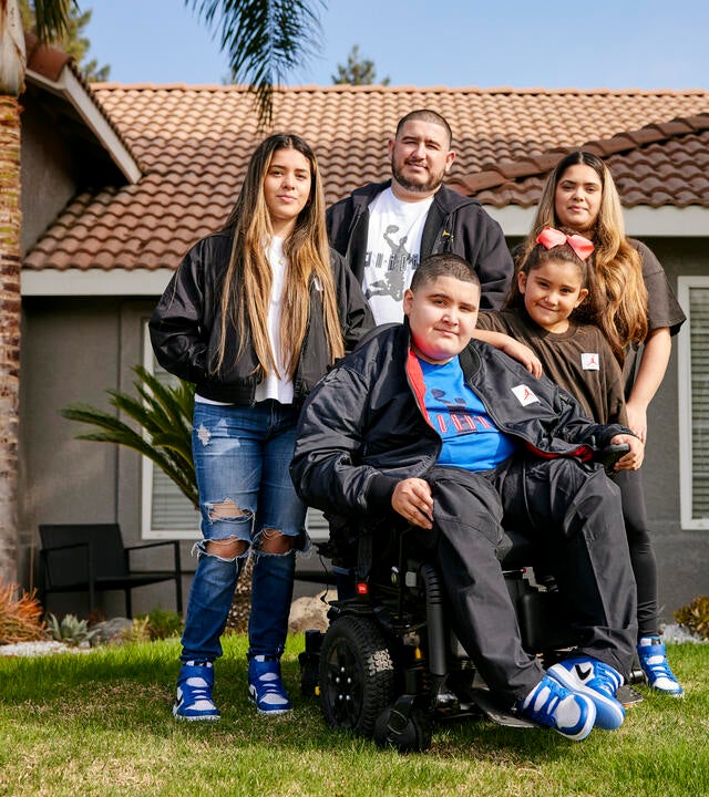 Jordan with his family wearing the Jordan Brand shoe he designed
