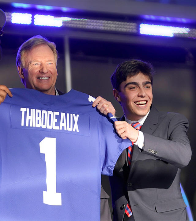 Sam's wish to announce the New York Giants' first draft pick at the NFL Draft