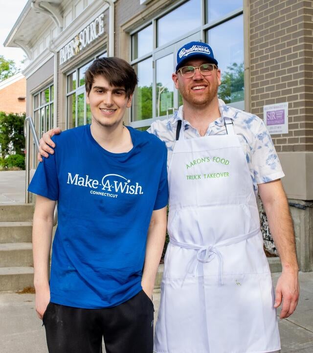 Wish Kid Aaron and Chef Dan Kardos